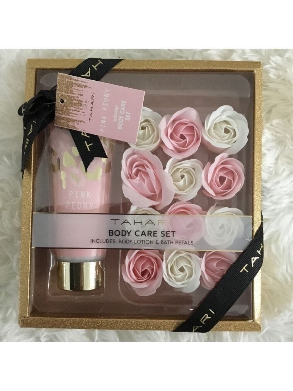 Tahari Body Care Set Body Lotion & soap bath petals Pink Peony